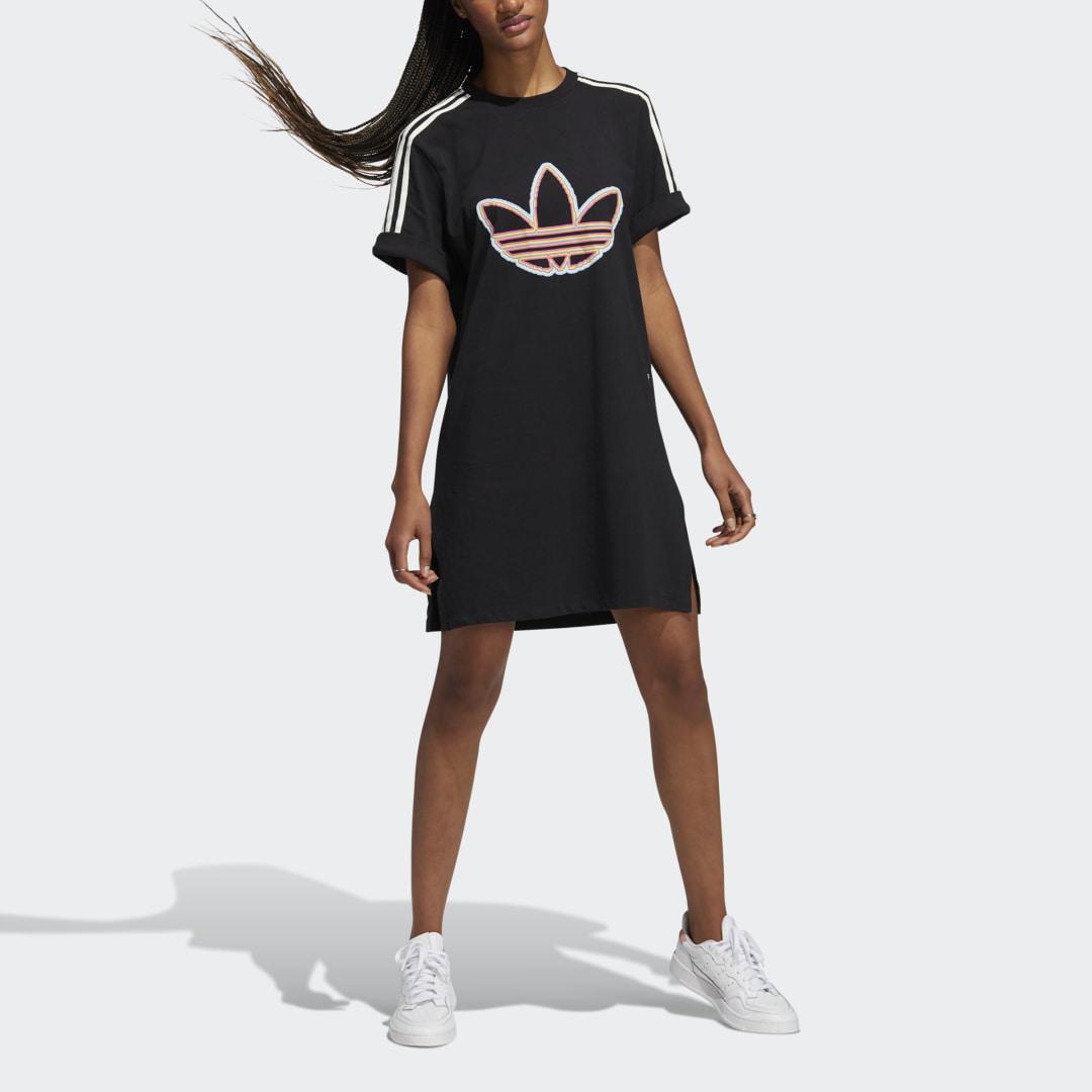 adidas Baumwolle Love Unites T-Shirt-Kleid in Schwarz - Lyst