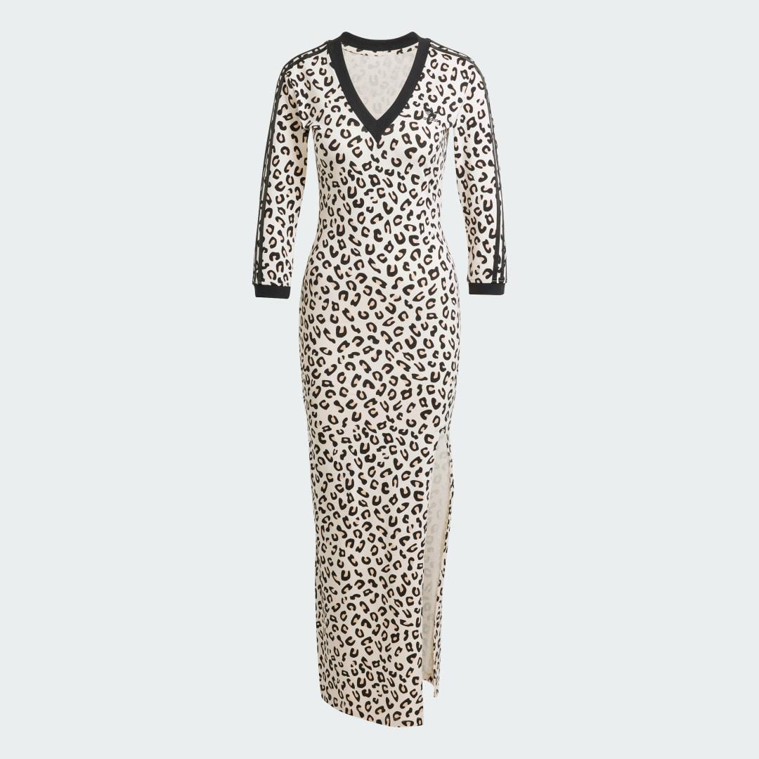 adidas Leopard 3 Stripes Maxi Dress in White Lyst UK