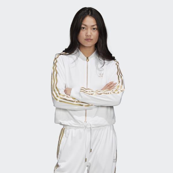 adidas white track jacket women's