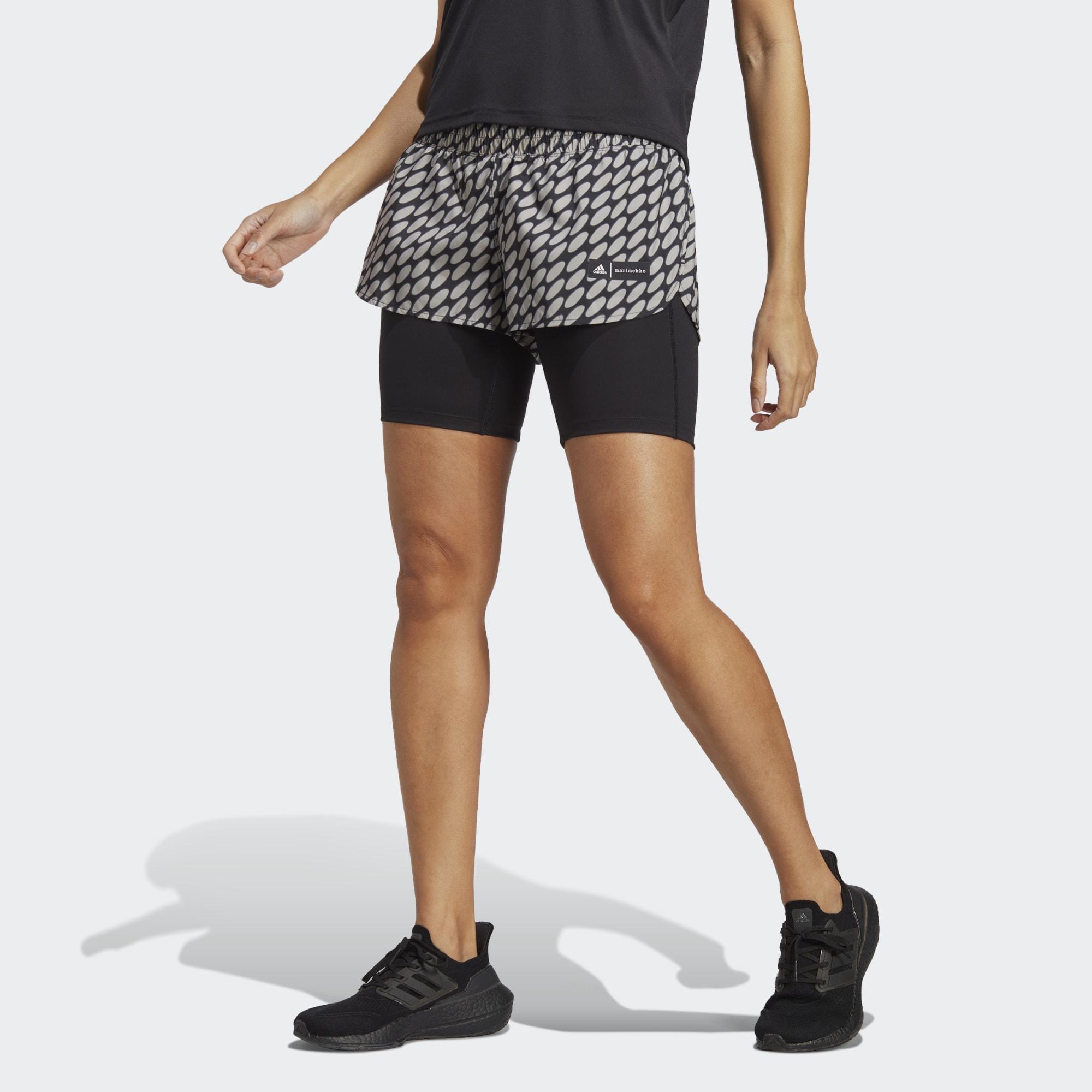 adidas X Marimekko Run Icons 3 Bar Logo 2-in-1 Running Shorts in Black ...