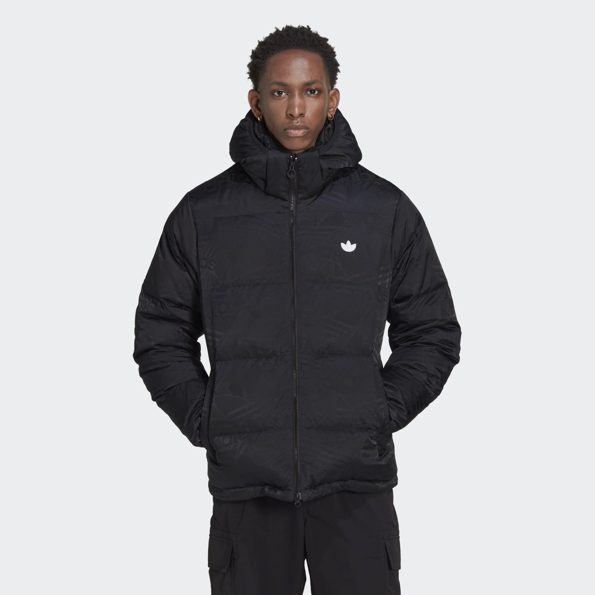 adidas Rekive Down Regen Hooded Puffer Jacket in Black for Men | Lyst UK