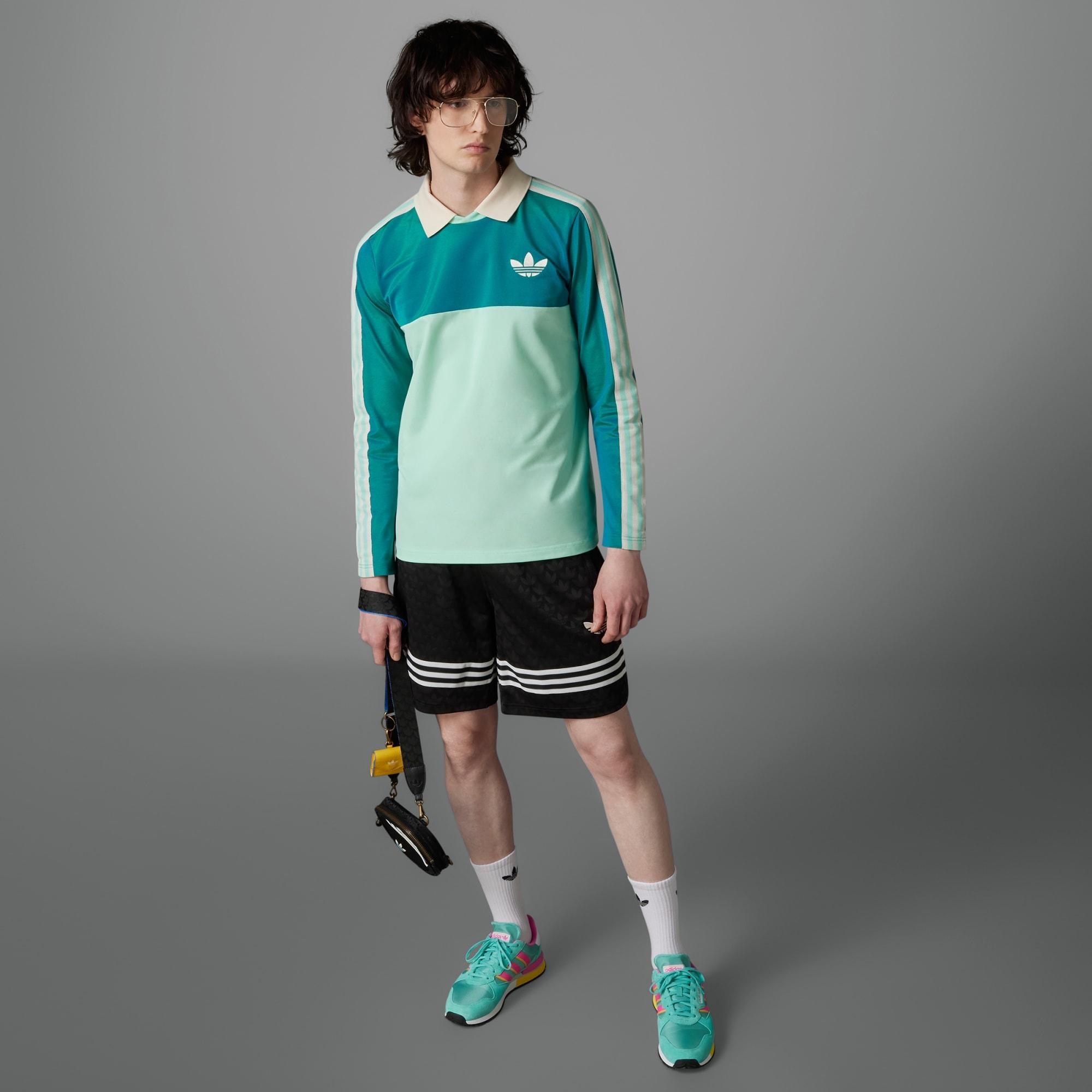 adidas Adicolor 70s Long Sleeve Vintage Polo Shirt in Green adidas Adicolor 70s Long Sleeve Vintage Polo Shirt in Green