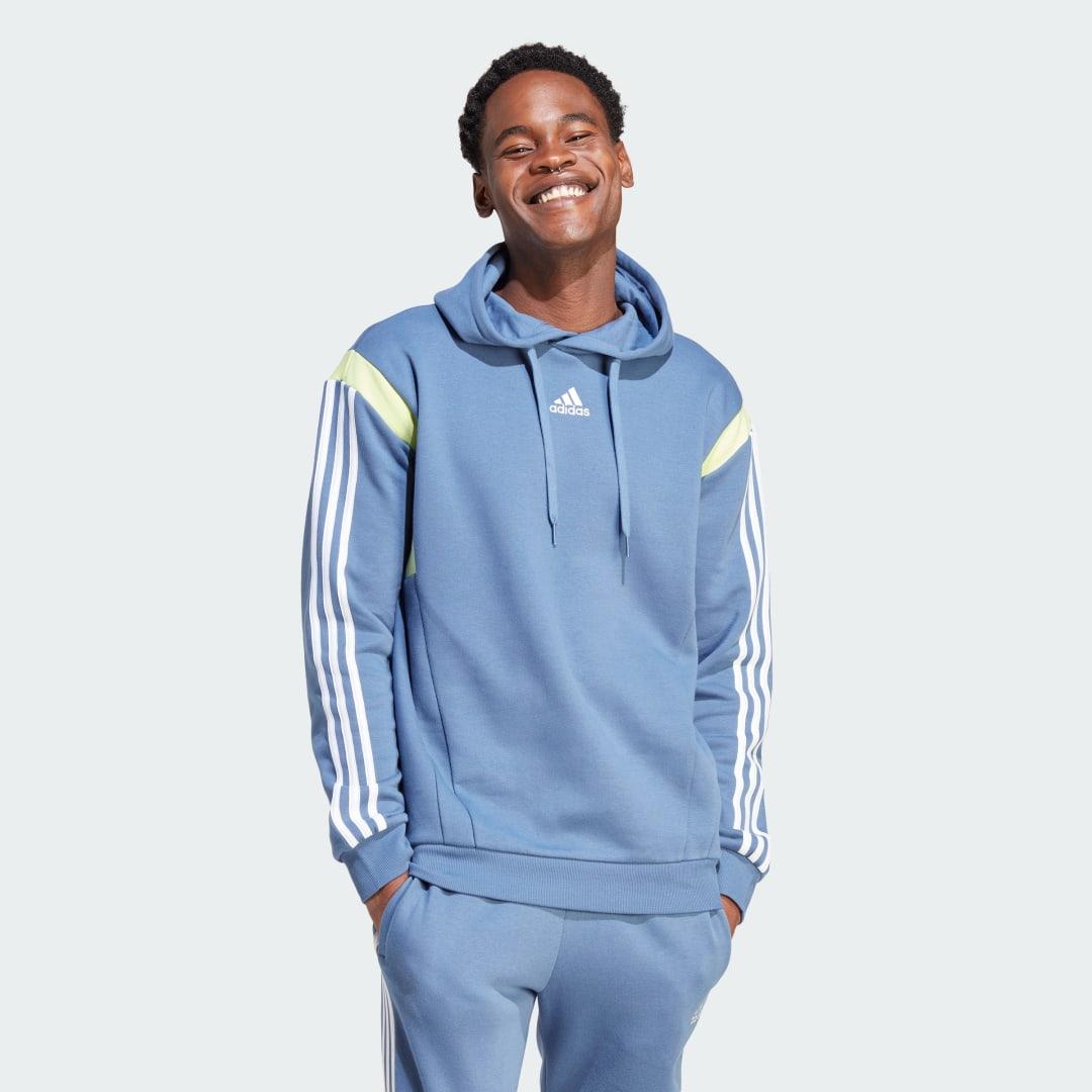 adidas Colourblock Hooded Sweatshirt in Blue for Men Lyst UK