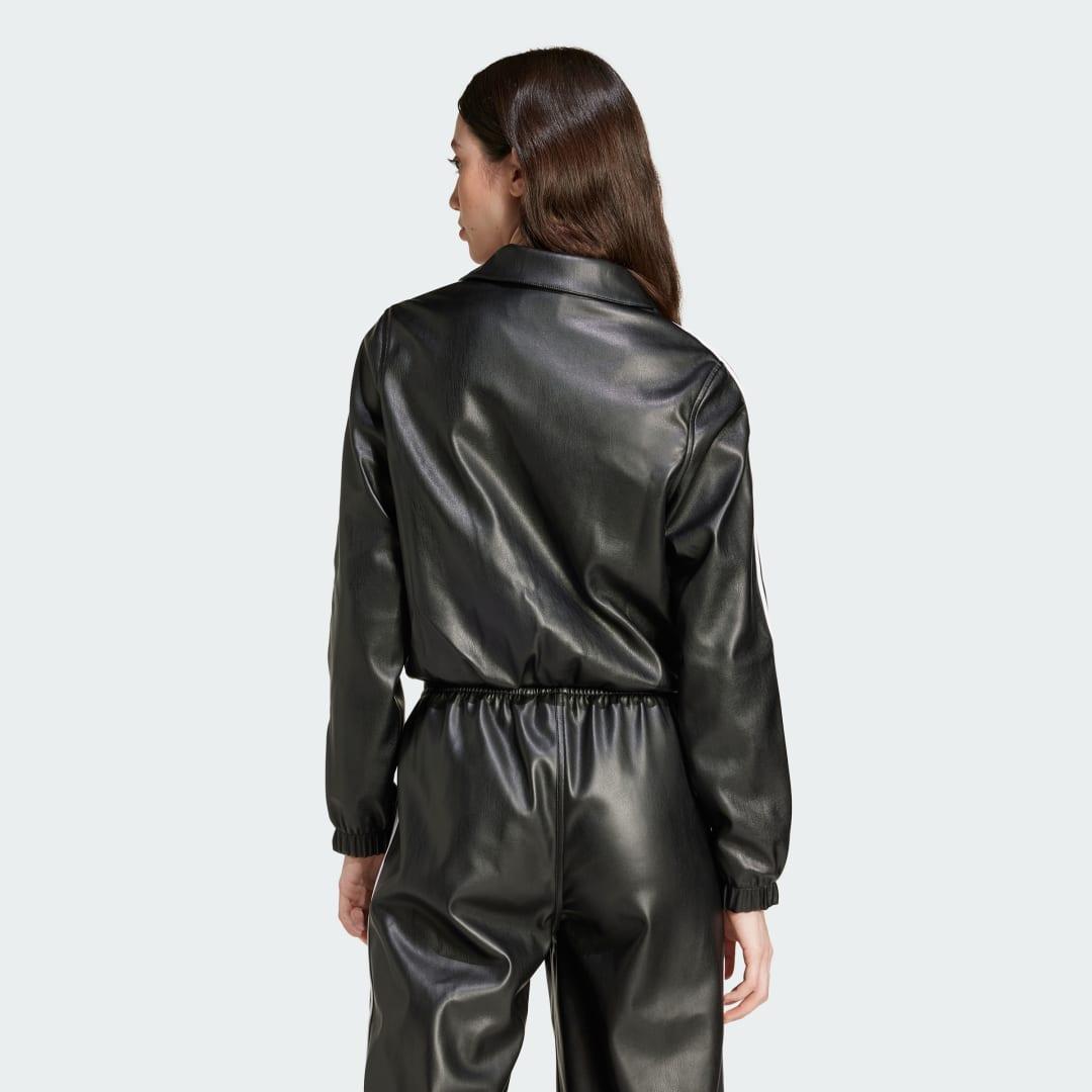 adidas Originals Firebird Pleather Track Top in Black | Lyst UK