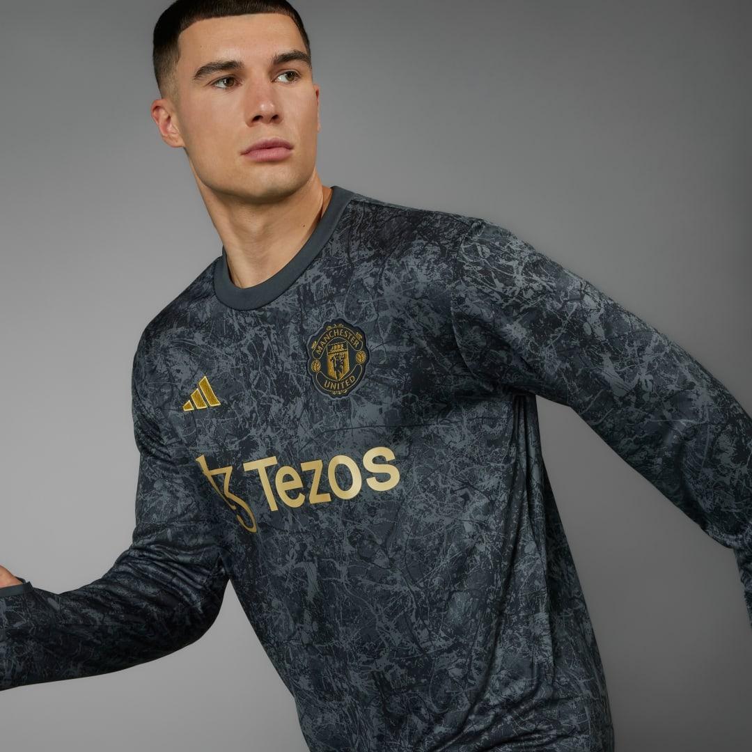 adidas Manchester United Stone Roses Pre-Match Warm Top in Grey