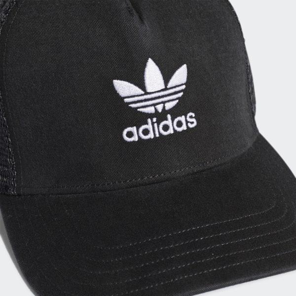 adidas Cotton Trefoil Trucker Cap in Black for Men - Lyst