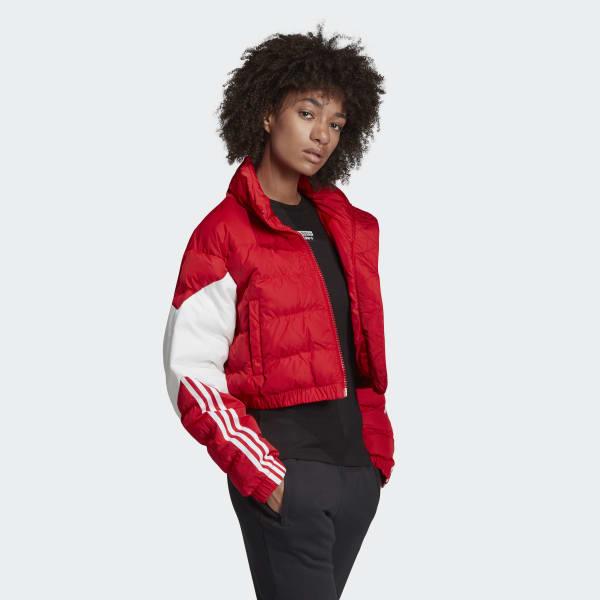 adidas originals cropped puffer jacket in red