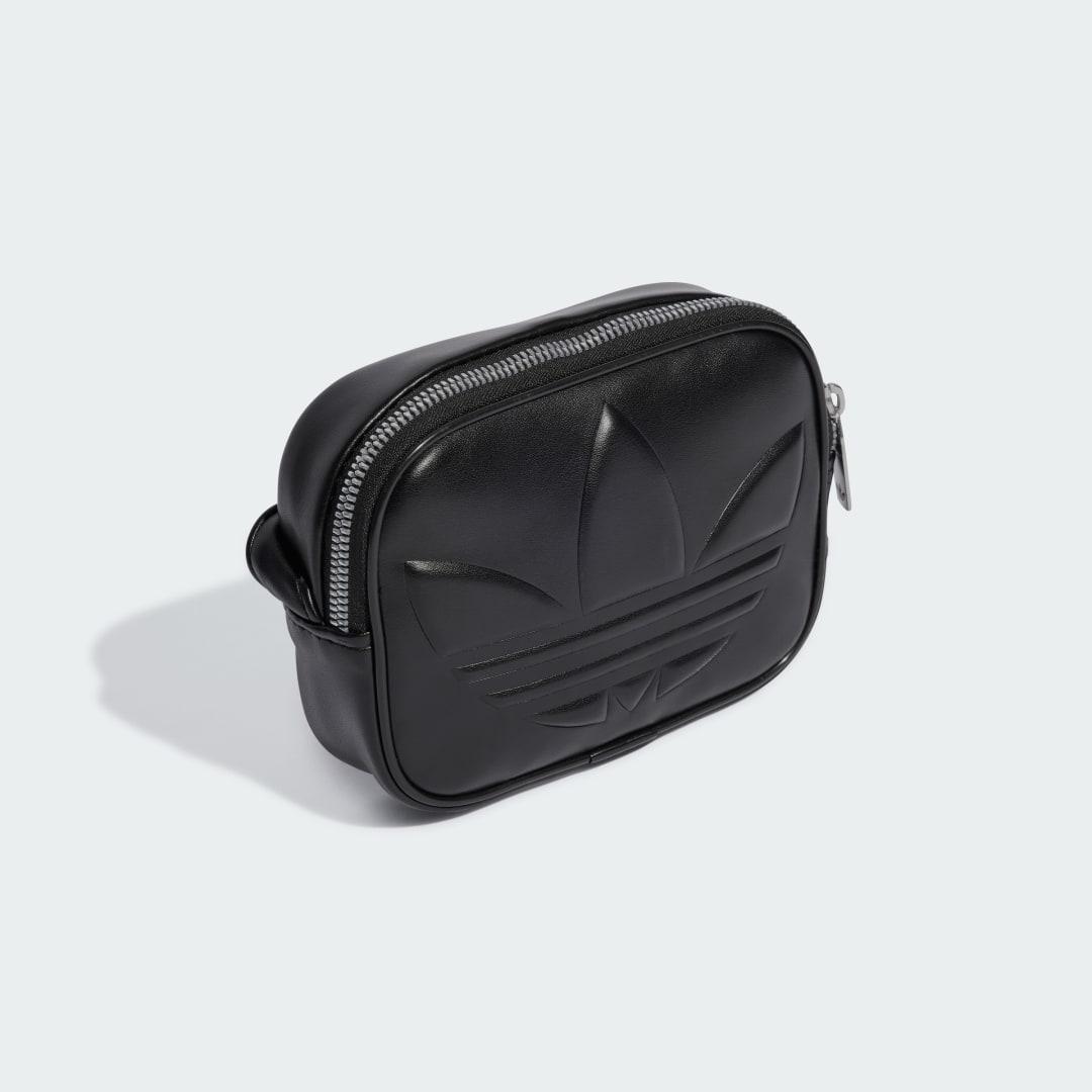 adidas Polyurethane Embossed Trefoil Mini Airliner Bag in Black