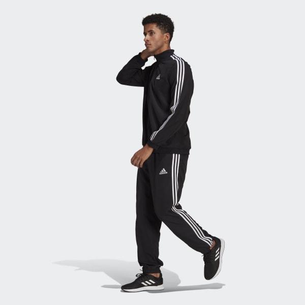 adidas essentials black tracksuit