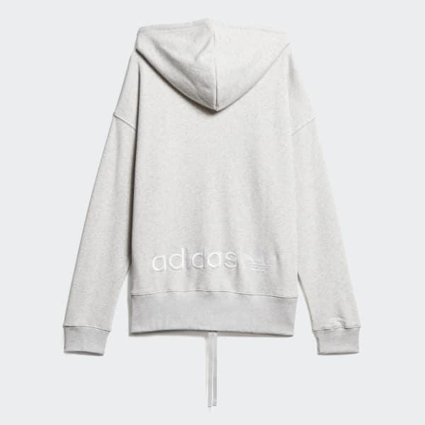 adidas Cotton Ruched Hoodie in Grey 