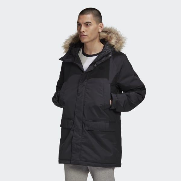 adidas Long Fur Parka in Black for Men - Lyst