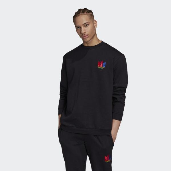 adidas Cotton 3d Trefoil Graphic Crewneck Sweatshirt in Black for Men - Lyst