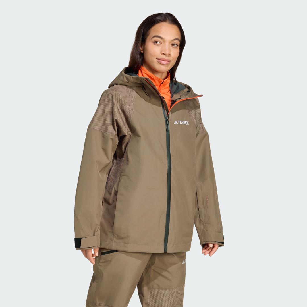 adidas Terrex Xperior Hybrid Primeknit Climaproof+ Jacket in Brown