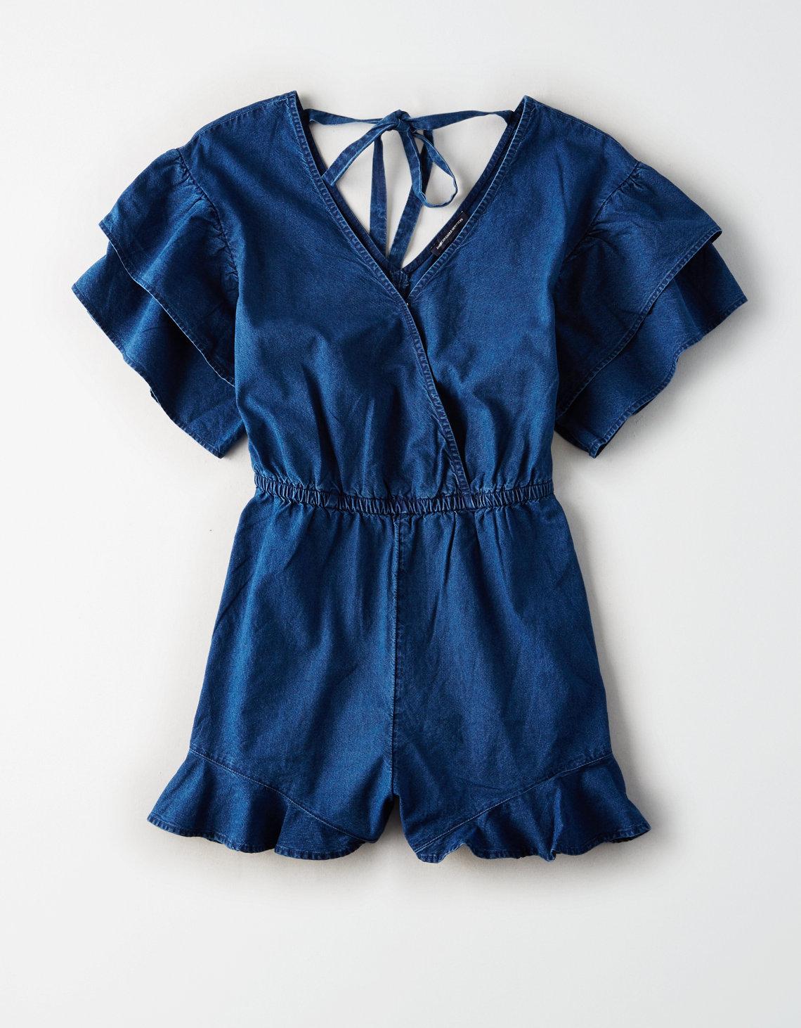 american eagle denim romper