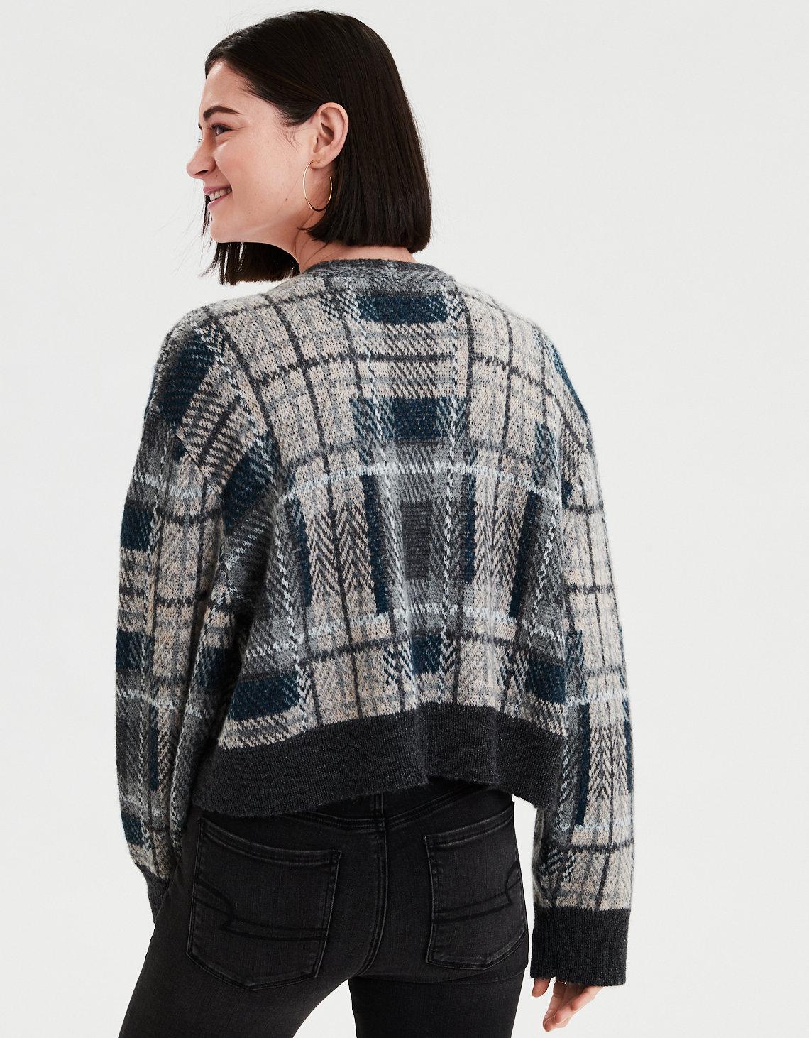 ae plaid long cardigan