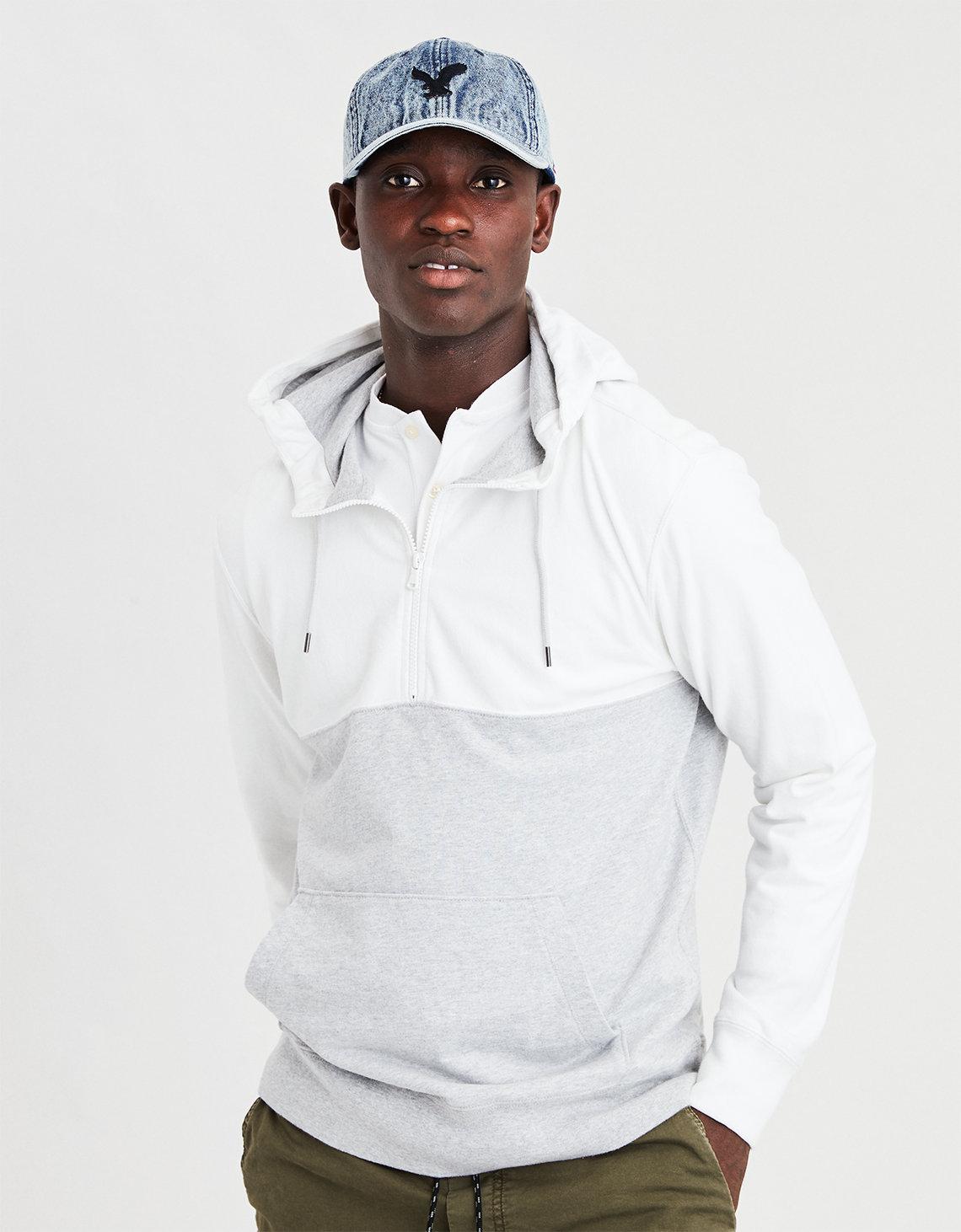 ae colorblock half zip hoodie