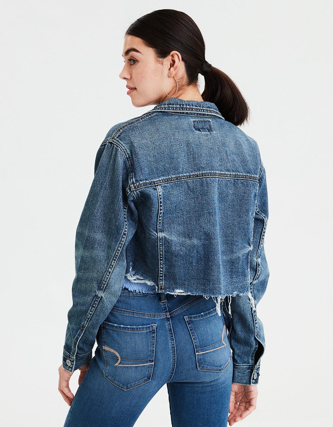 american eagle cropped denim jacket