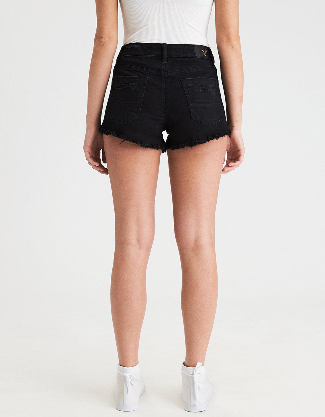 black high waisted festival shorts