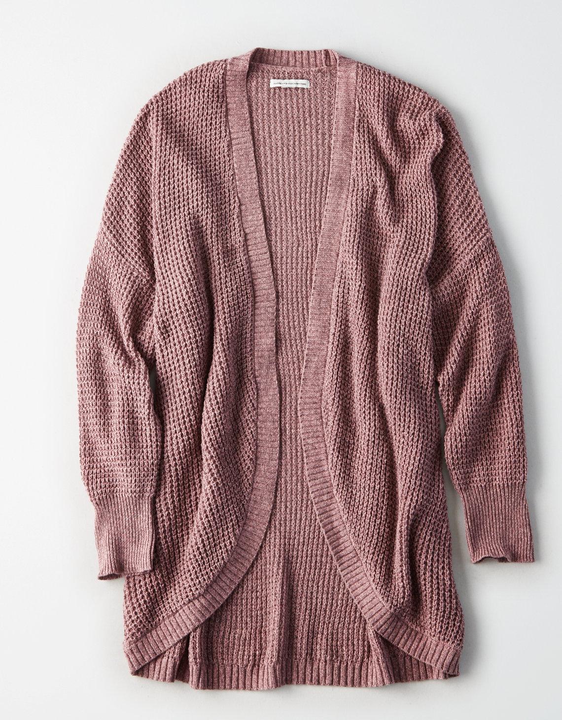 american eagle waffle cardigan