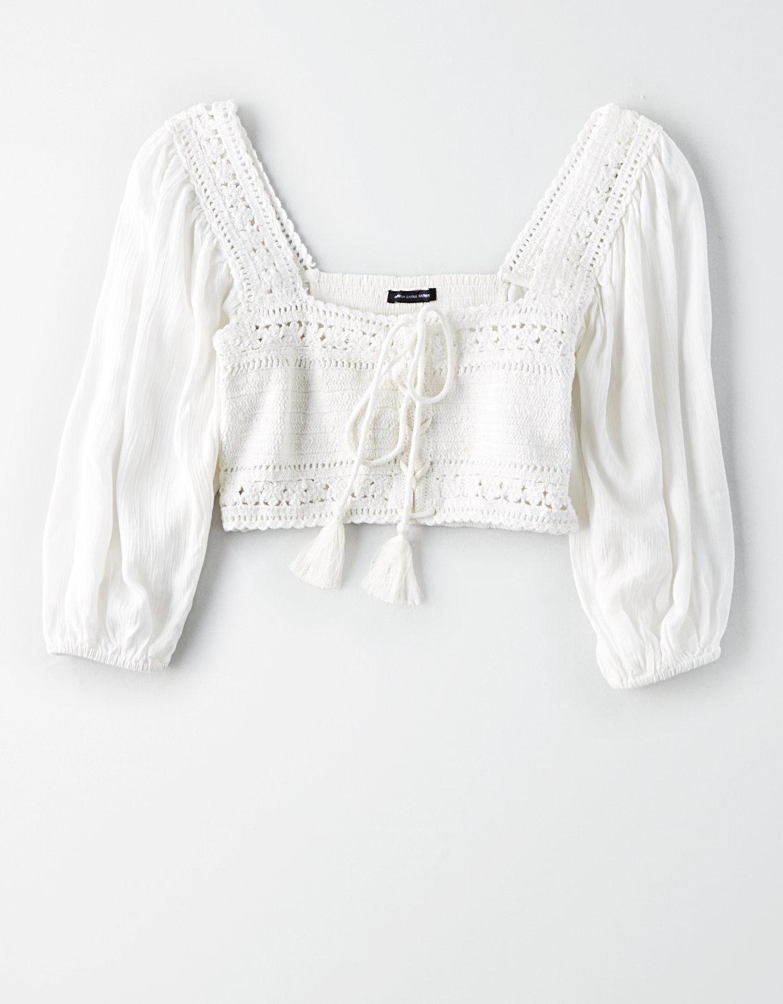 american eagle crochet crop top