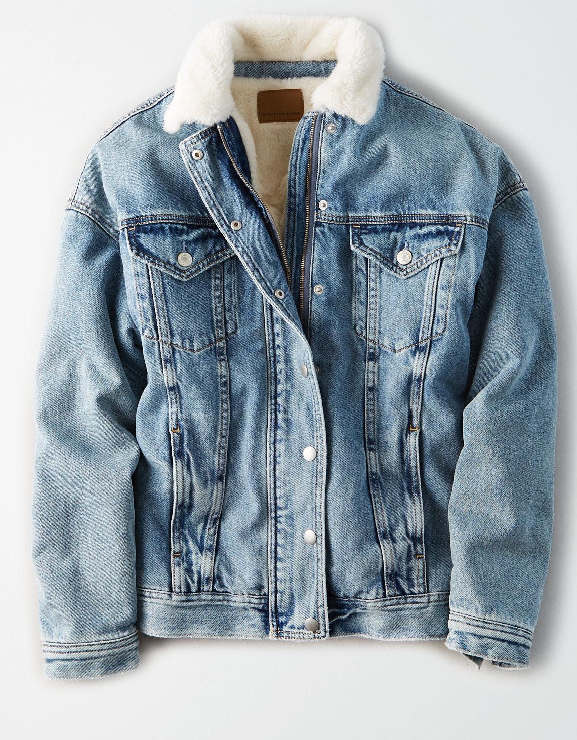american eagle white jean jacket