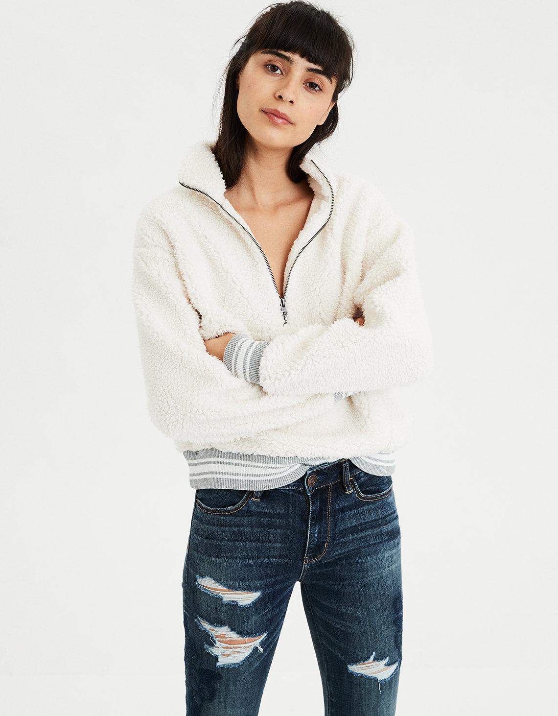 american eagle fuzzy teddy sherpa