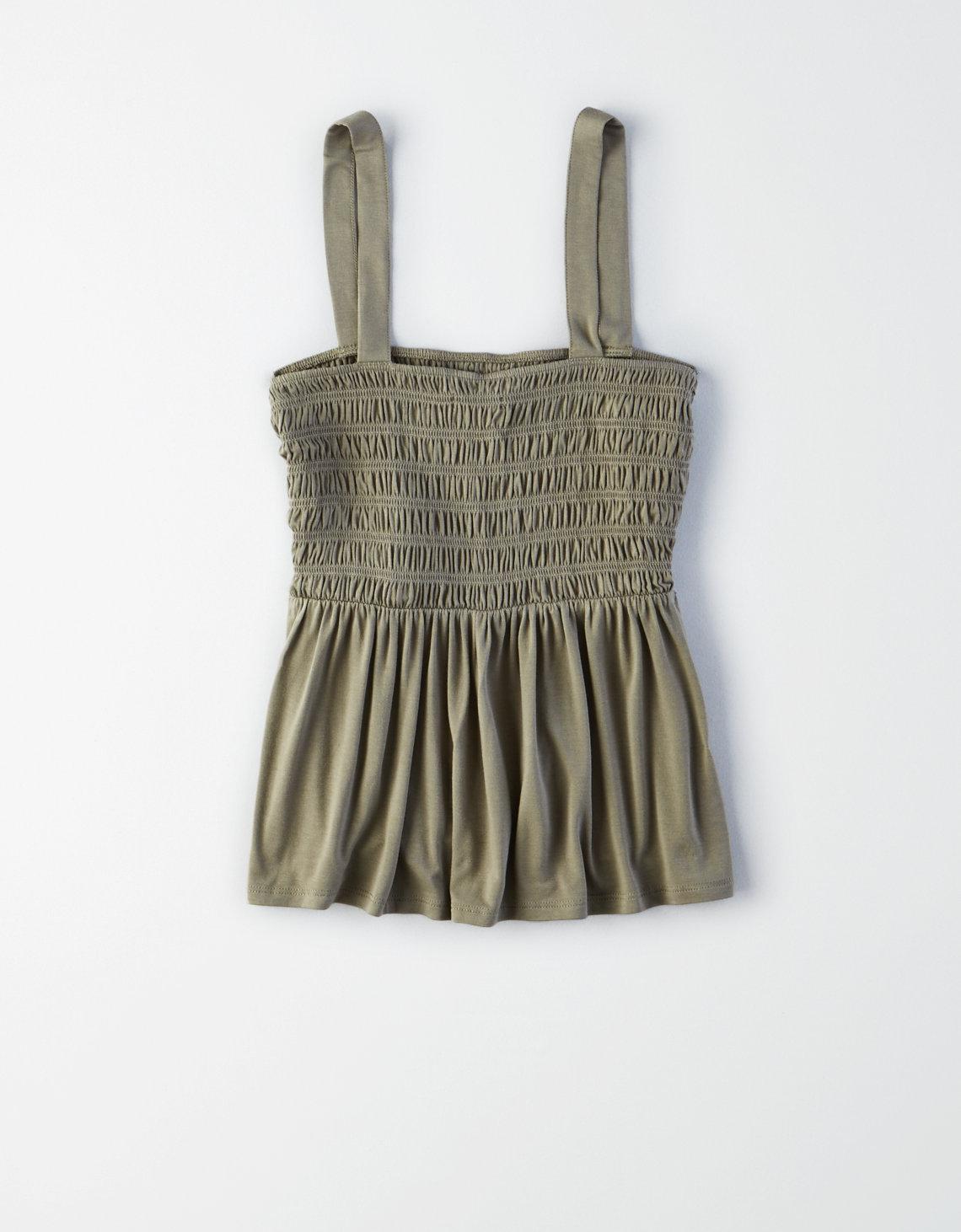 smocked babydoll tank top