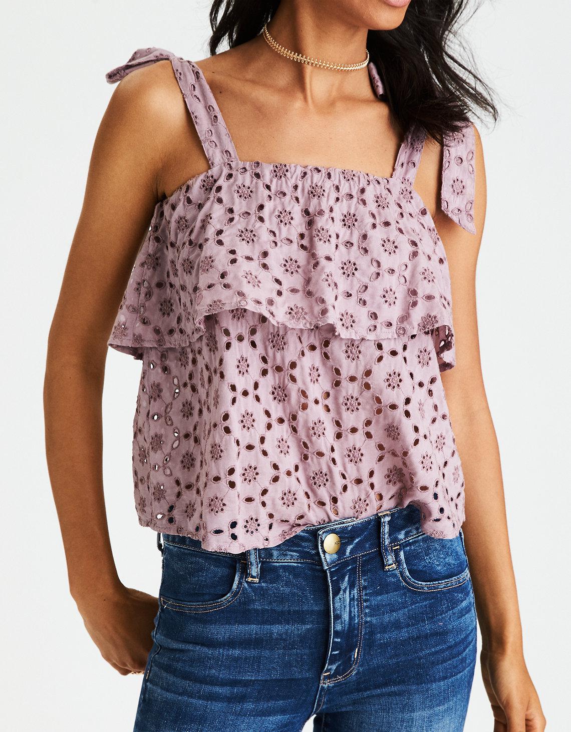 american eagle ruffle top