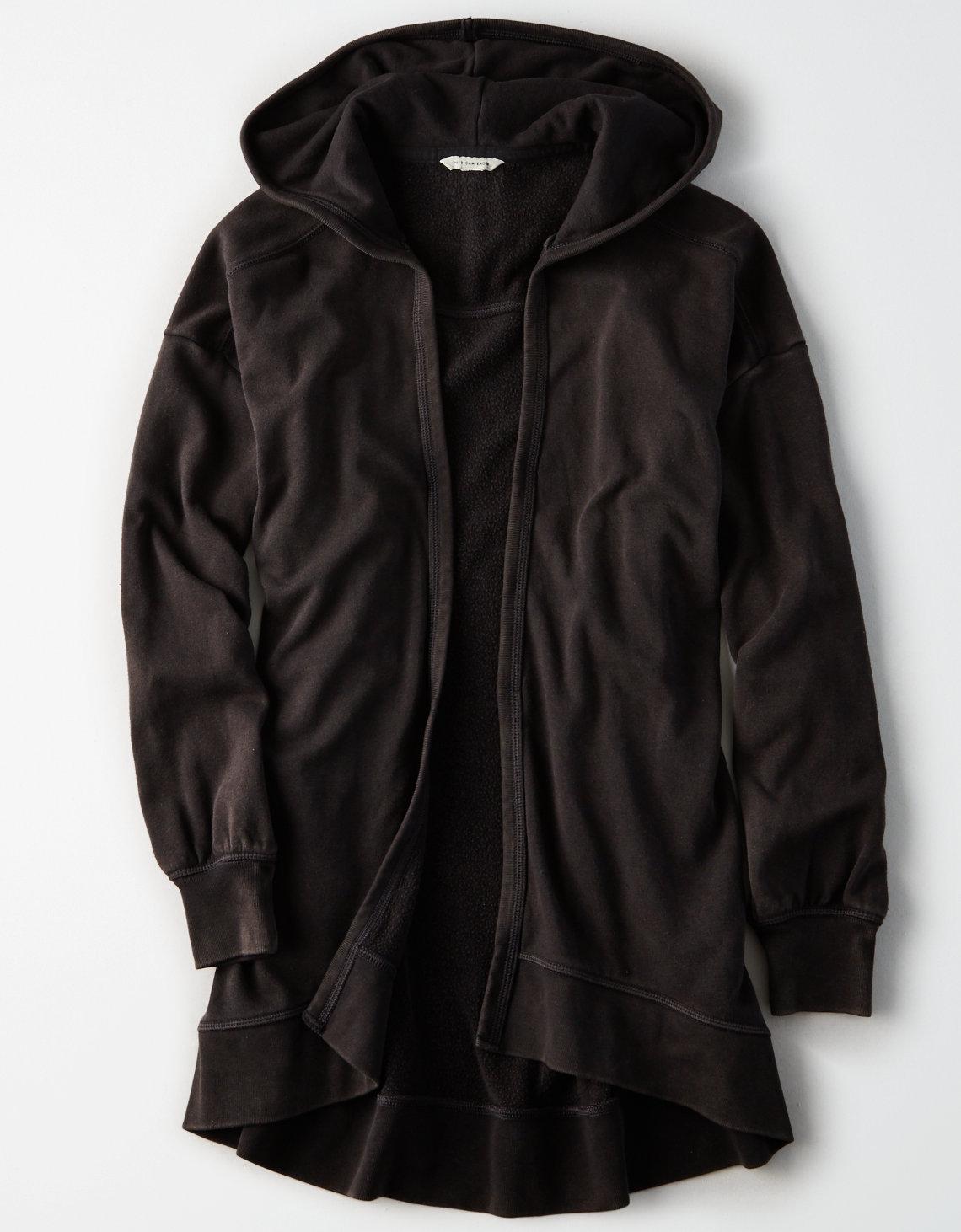 fleece hooded cardigan