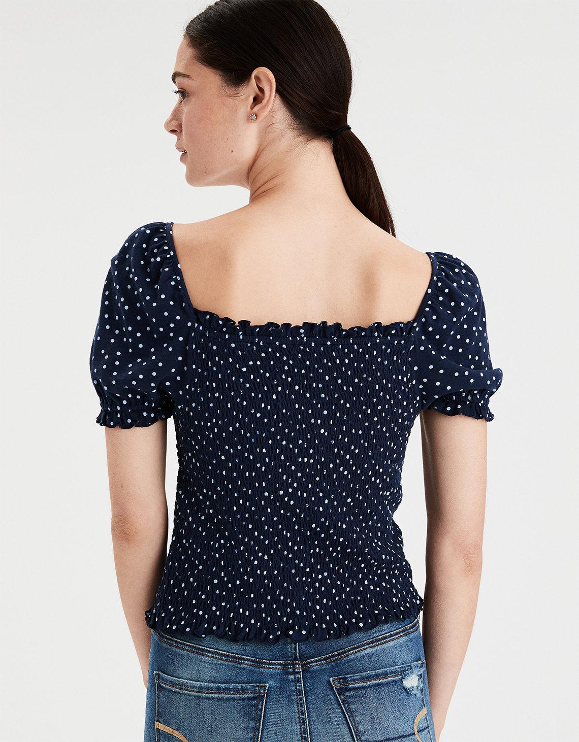 american eagle polka dot top