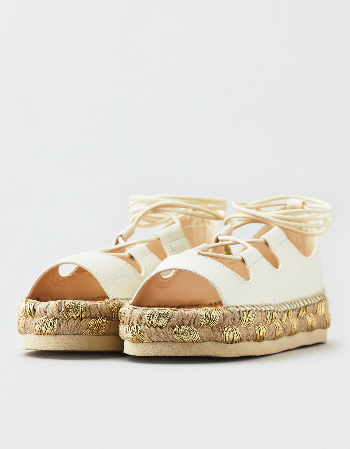 open toe lace up espadrilles