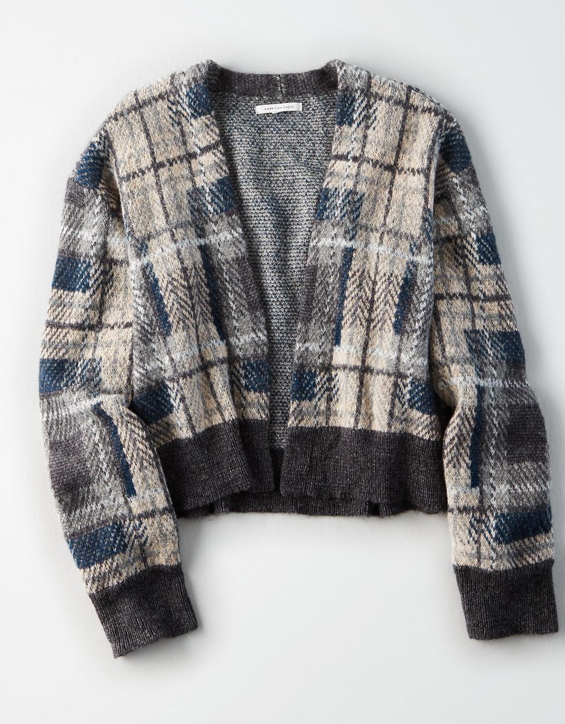 american eagle plaid cardigan