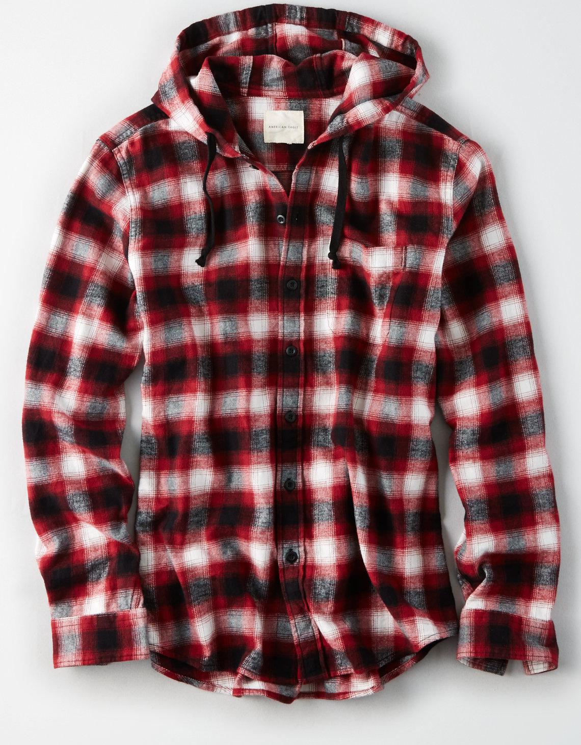 american eagle hooded flannel