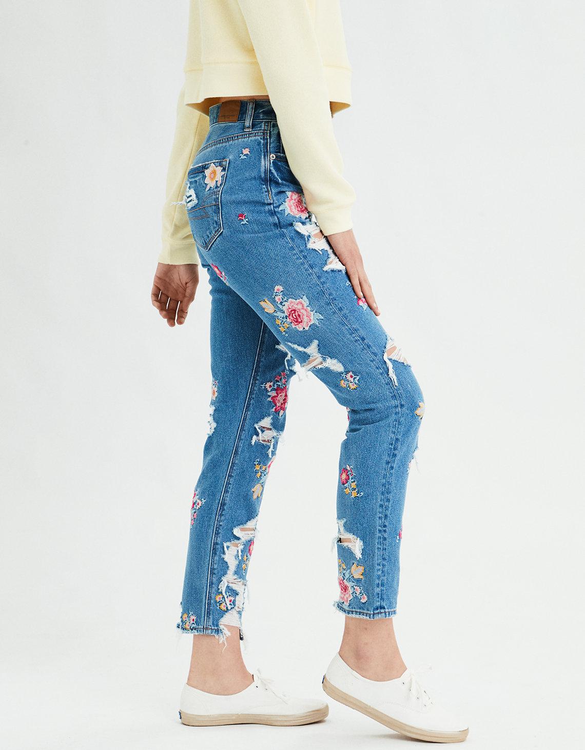 embroidered jeans american eagle