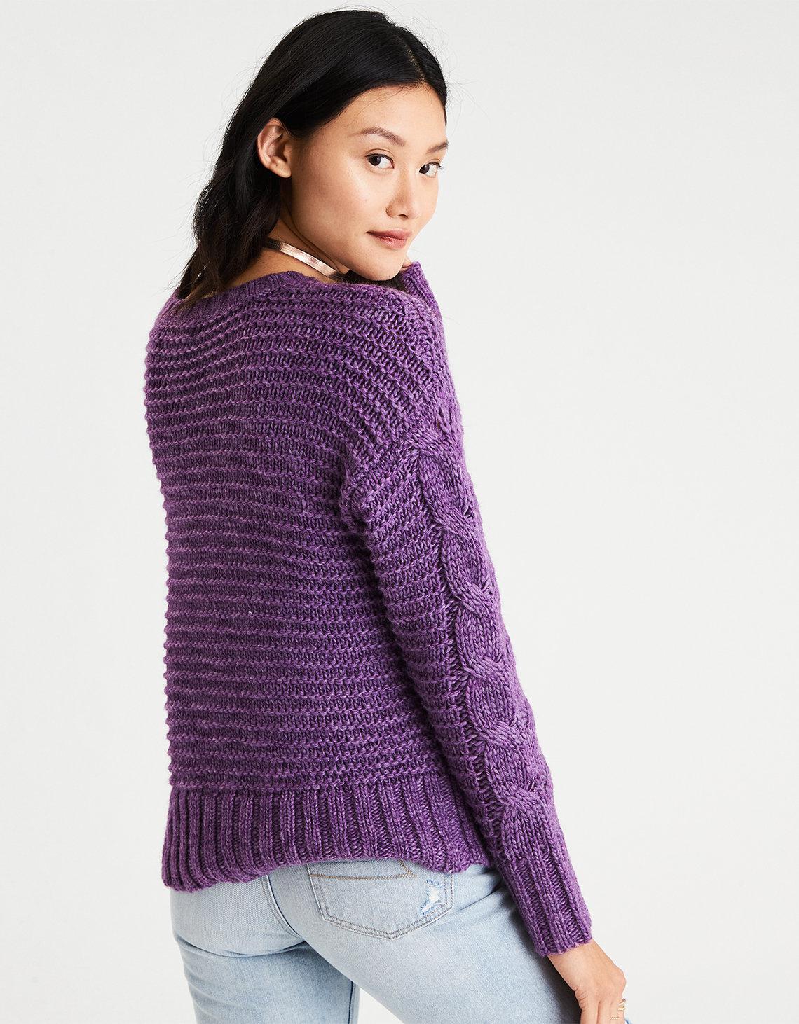 american eagle purple sweater