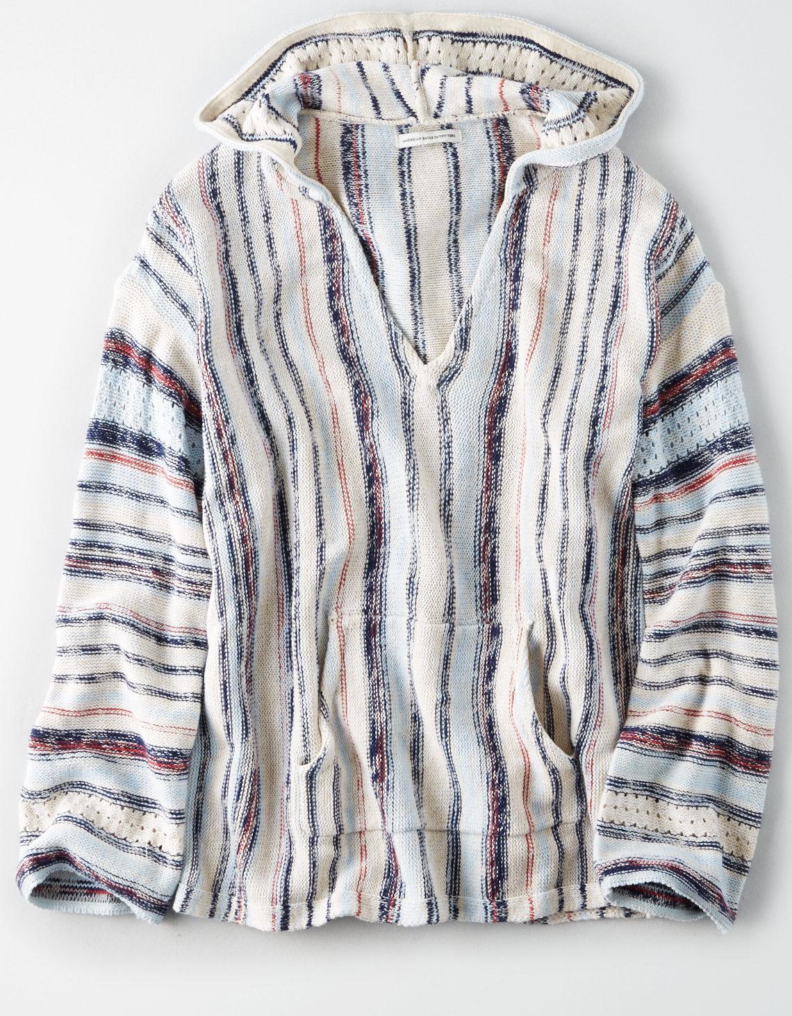 striped baja hoodie