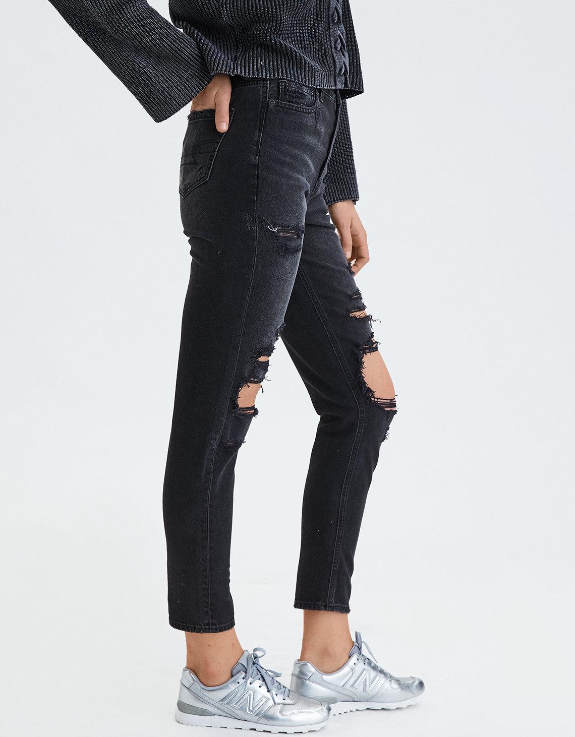 american eagle black mom jeans