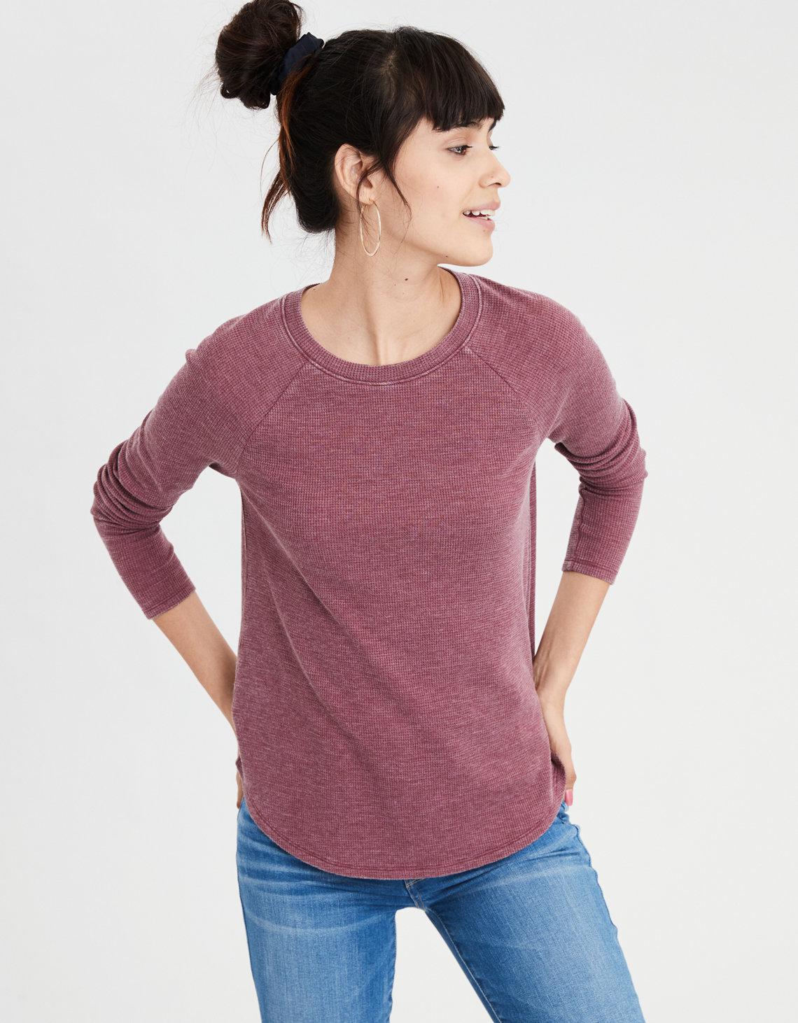 American Eagle Cotton Ae Long Sleeve Waffle T-shirt in