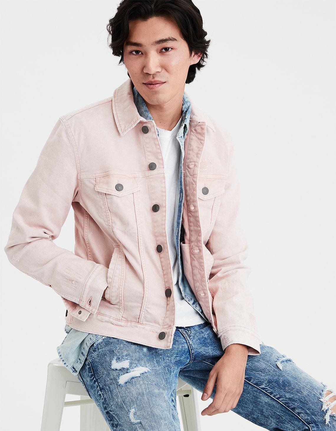 american eagle pink denim jacket