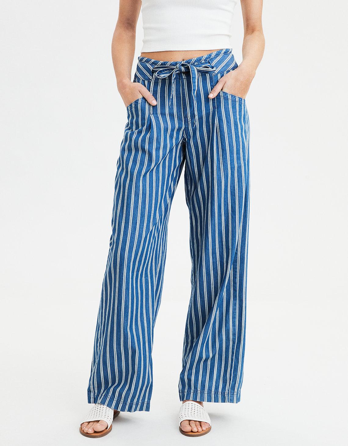 high waisted striped palazzo pants