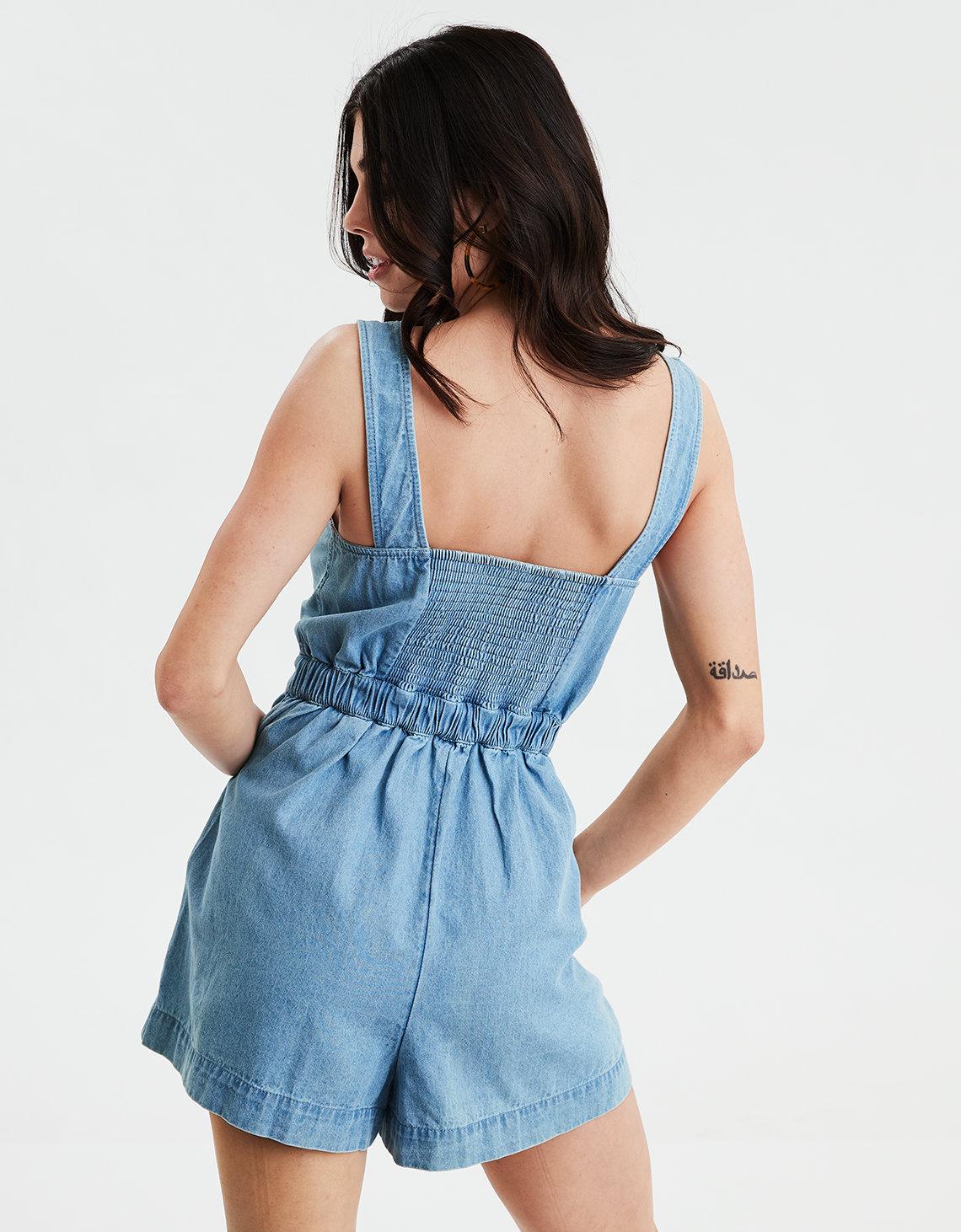 american eagle denim romper
