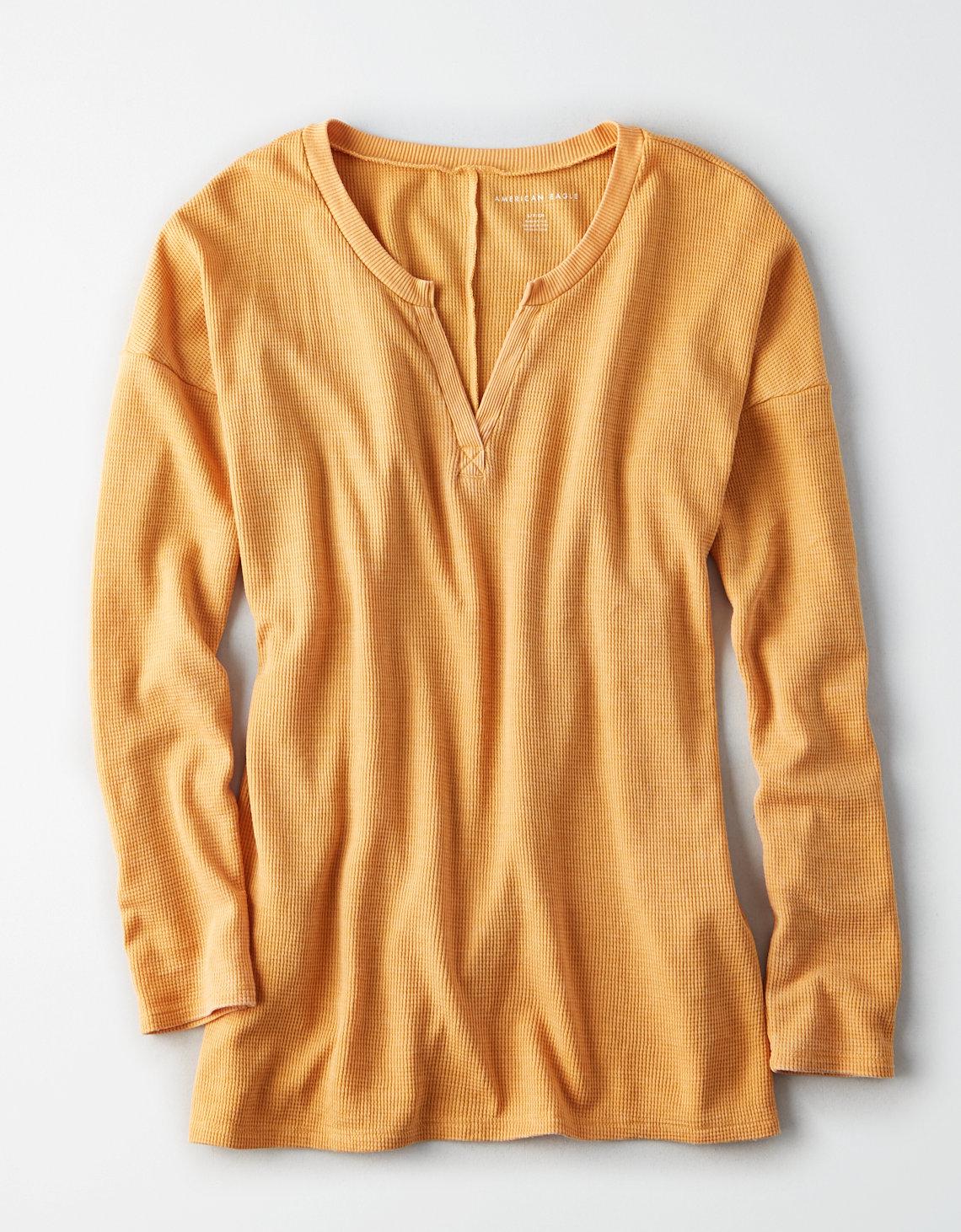 American Eagle Cotton Ae Long Sleeve Waffle T-shirt in