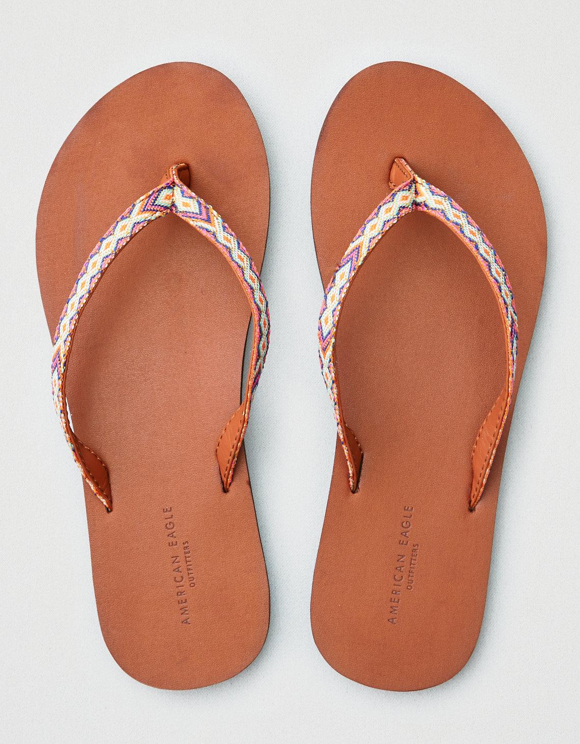 american eagle brown flip flops