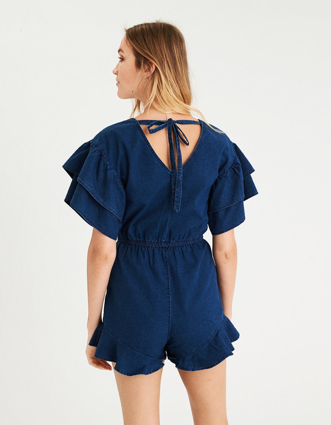 american eagle denim romper