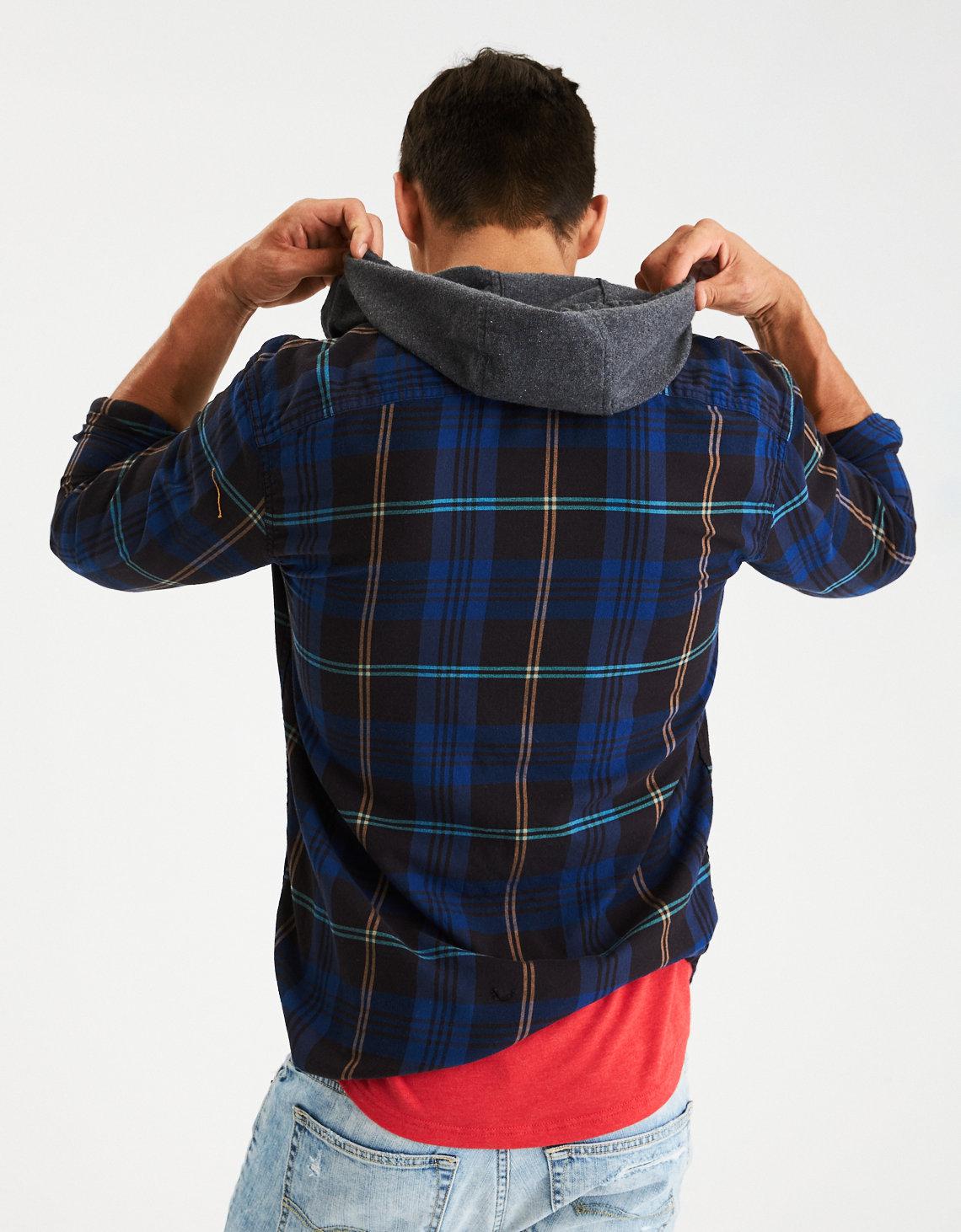 american eagle hooded flannel