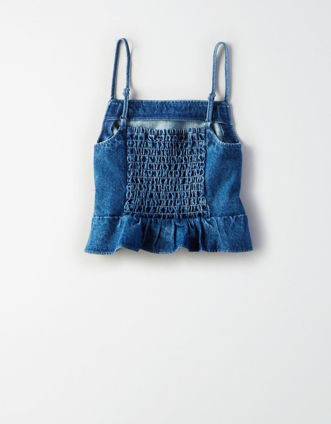 american eagle denim crop top