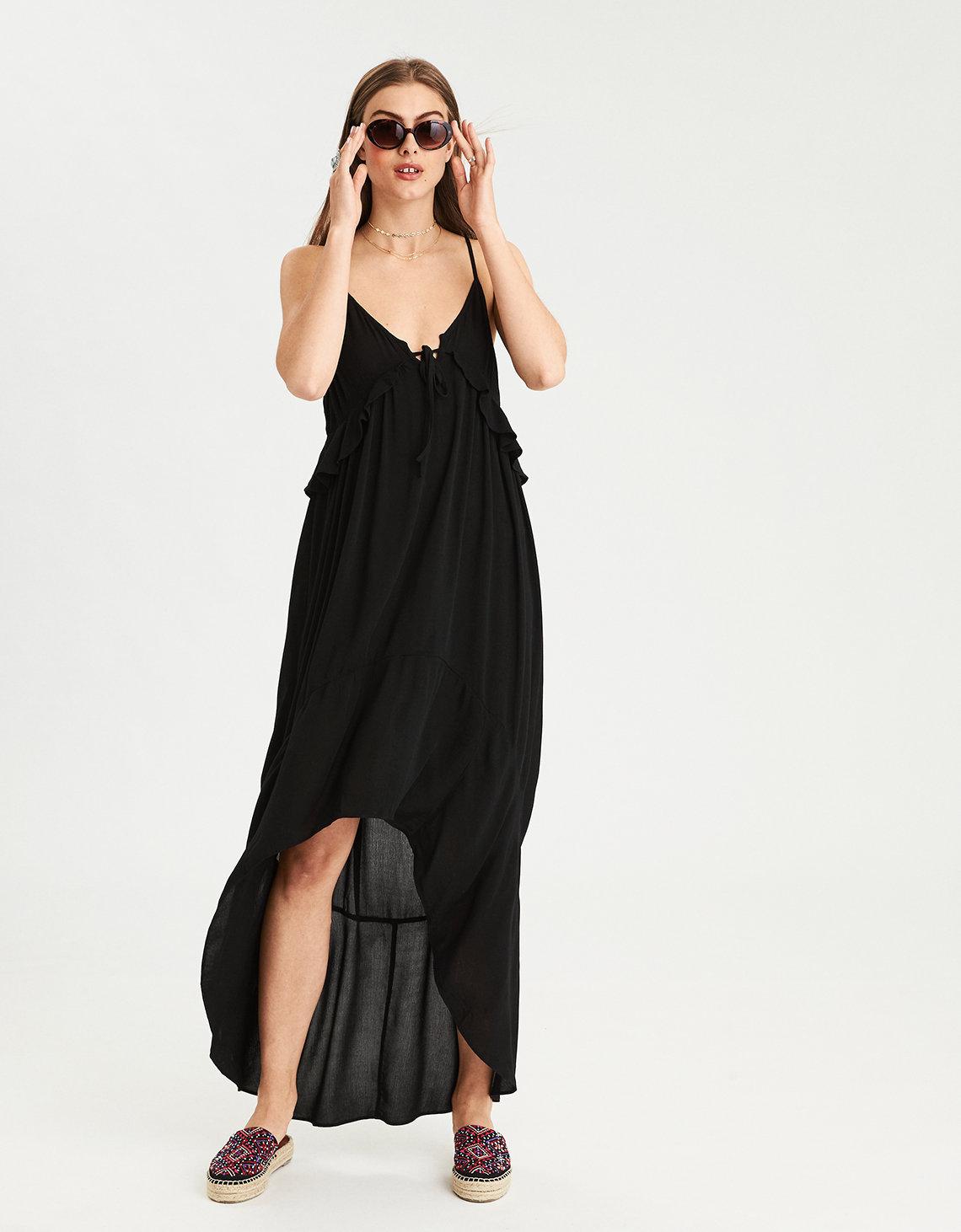 high low ruffle maxi dress