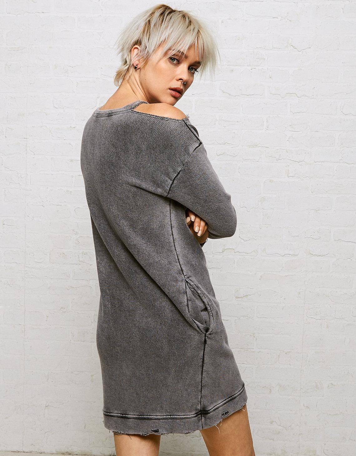 distressed sweatshirt dress