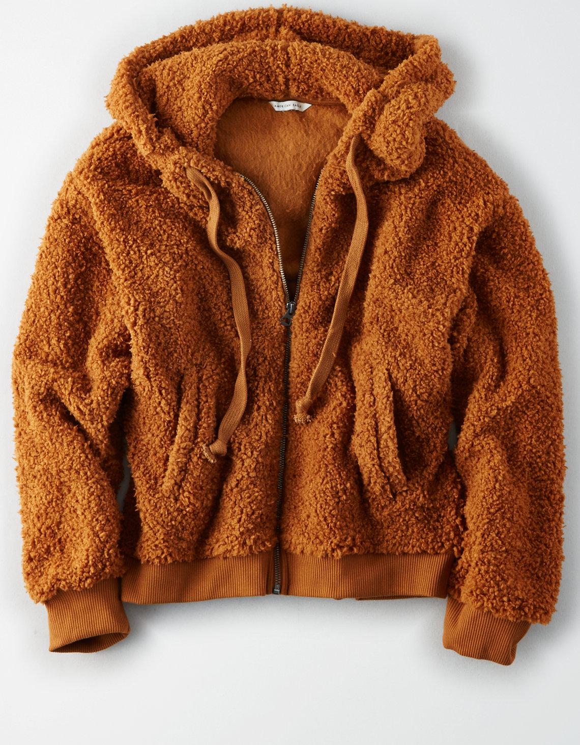 ae sherpa full zip hoodie
