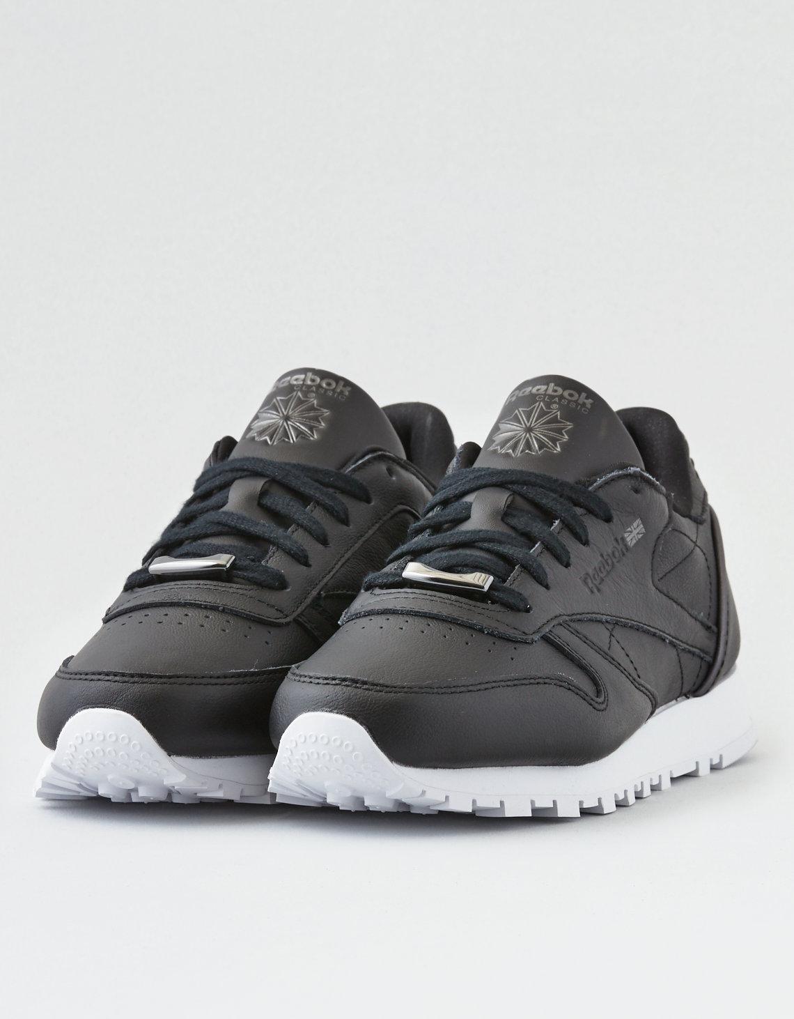 black reebok classic leather